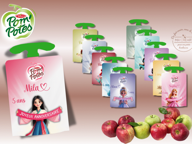 Ensemble de Pom’Potes personnalisées – collection Princesses, exemples d’inspiration