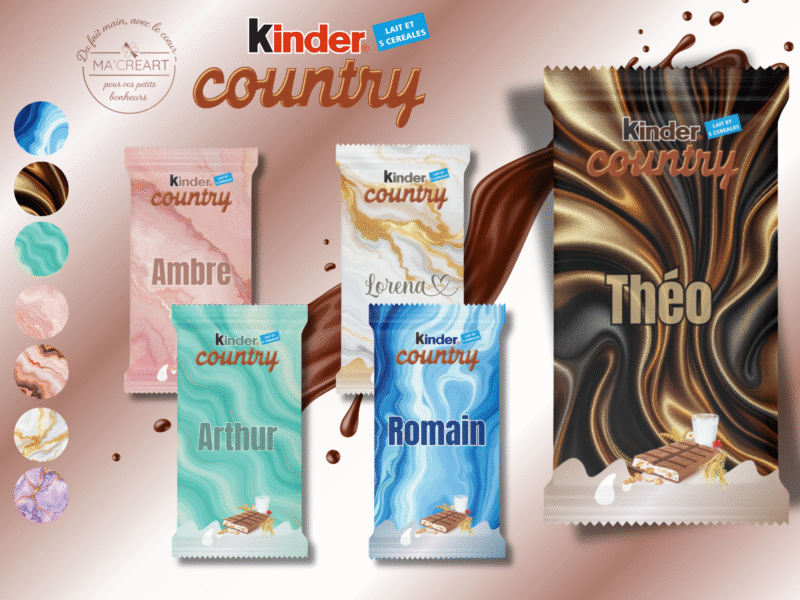 Collection Kinder Country personnalisés thème marbré – exemples Ma’Créart