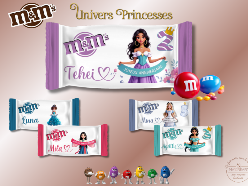 M&M’s personnalisés Univers Princesses avec prénom – Collection Ma’Créart