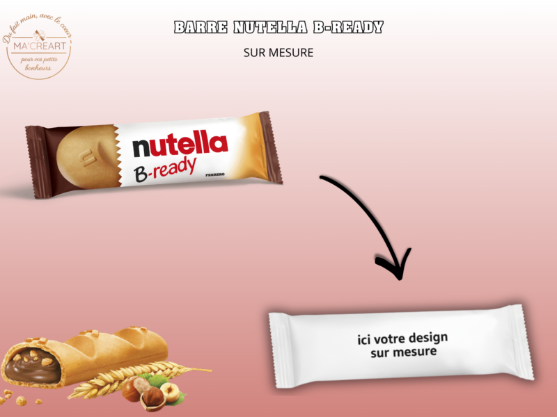 Barre Nutella B-Ready personnalisable sur mesure pour anniversaire ou événement, emballage personnalisé avec thème et prénom