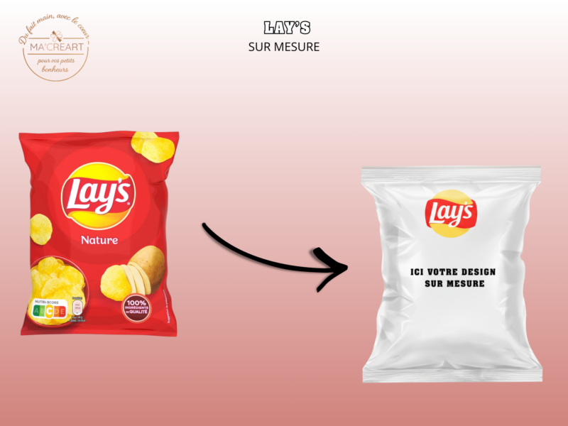 Sachet de chips Lay’s personnalisable sur mesure pour anniversaire ou événement, emballage personnalisé avec thème et prénom