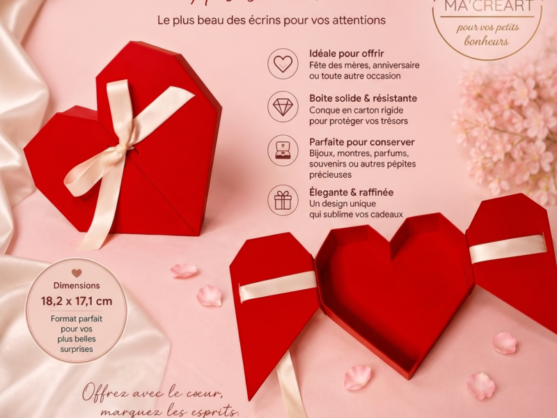 Boîte cœur géométrique artisanale faite main en Nouvelle-Calédonie – Ma'Créart